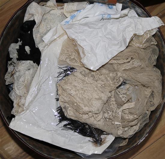 A hat box of mixed laces